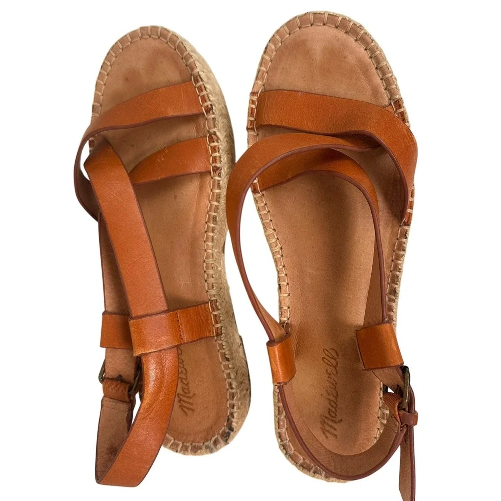 Madewell Malia Leather Espadrille Platform‎ Sandals 9.5
